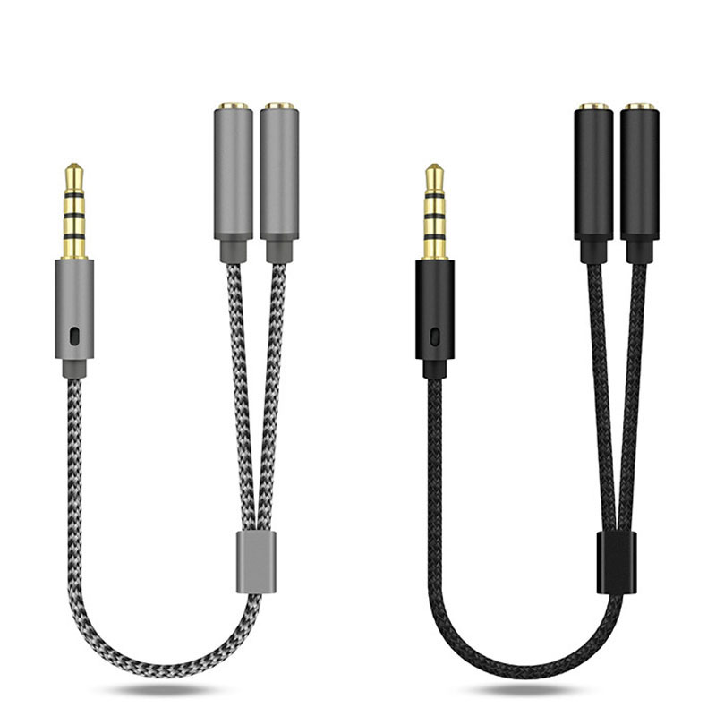 Earphone Splitter Jack - Câble répartiteur audio tressé 3,5 mm,